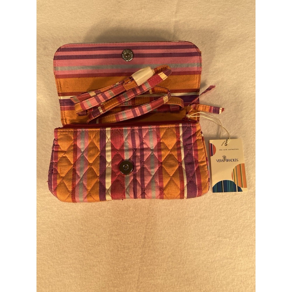 Vera Bradley Silk Collection Shoulder Bag NWT Quilted Stripe Multi Clutch Purse - Picture 7 of 9